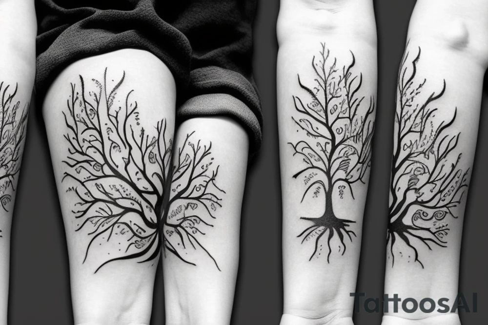 Sleeve with waterfall tree fibonacci and writing on forearm that says in the end only kindness matters tattoo idea