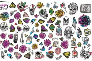 happy random color tattoo idea