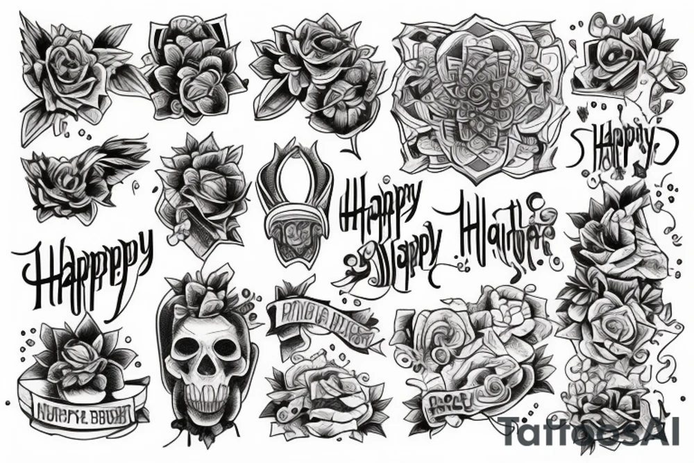 happy random color tattoo idea