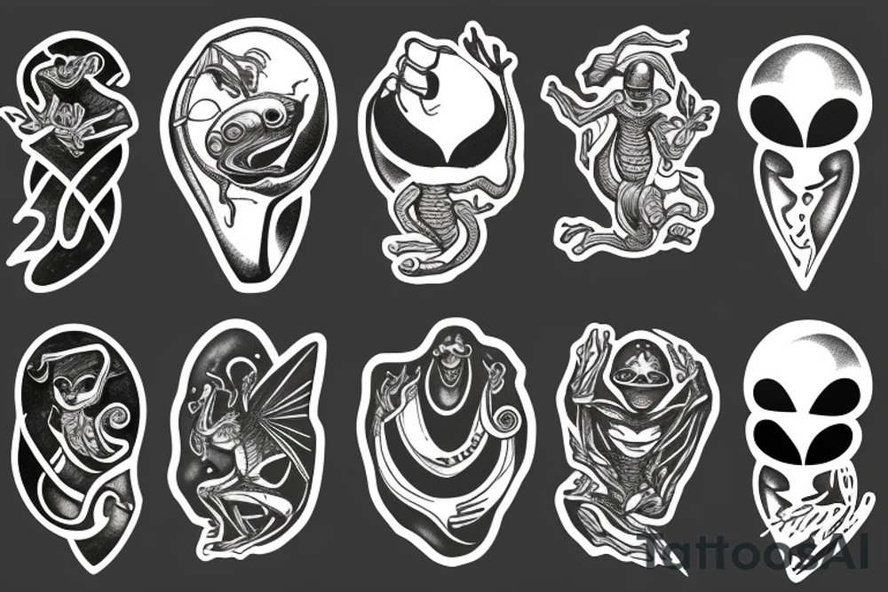 Alien meditating tattoo idea