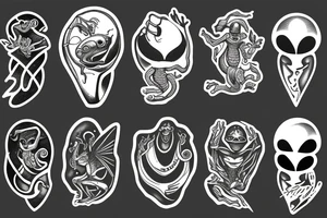 Alien meditating tattoo idea
