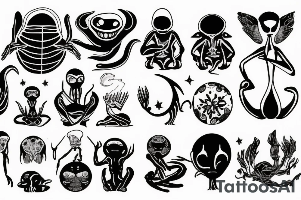 Alien meditating tattoo idea