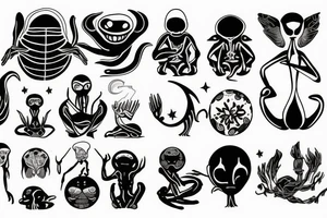 Alien meditating tattoo idea