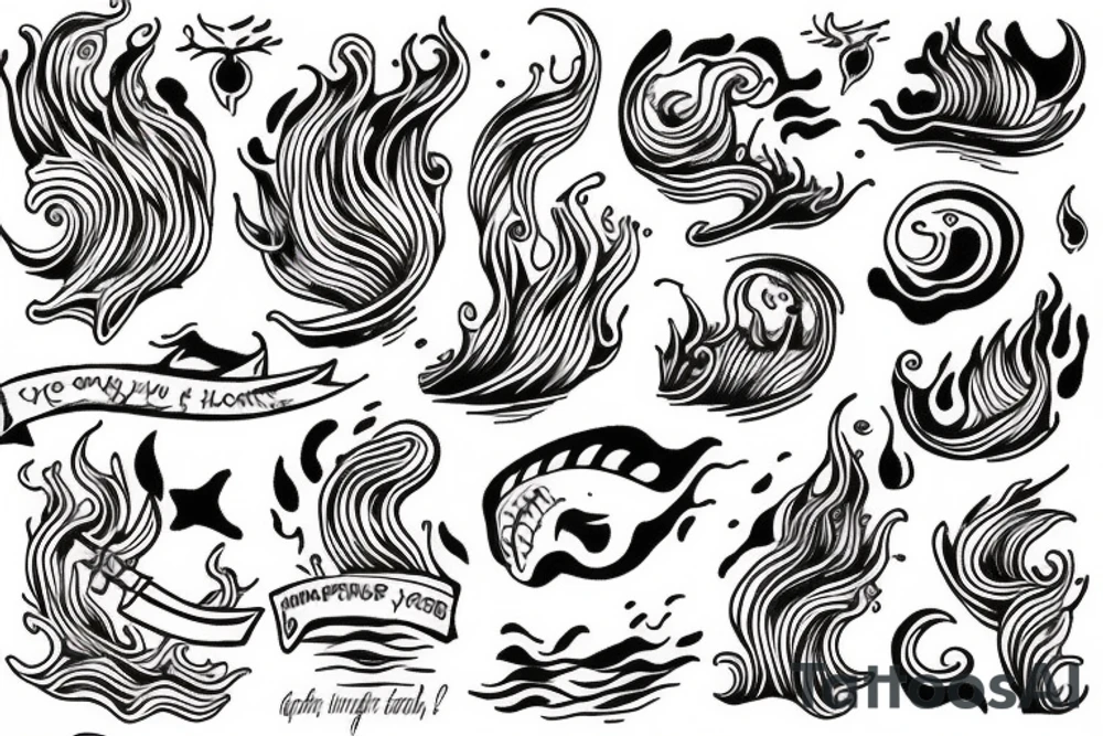 have you ever in your mind dreamed as far as a fire in the ocean tattoo idea
