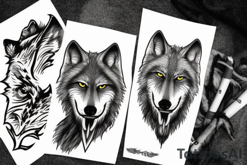 wolf with prey in its mouth tattoo idea