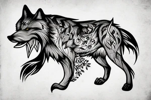 wolf with prey in its mouth tattoo idea