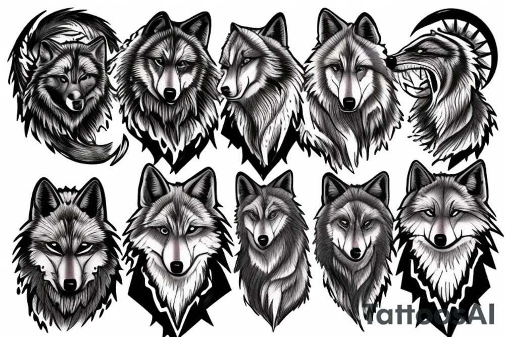 wolf pack howling at the moon tattoo idea