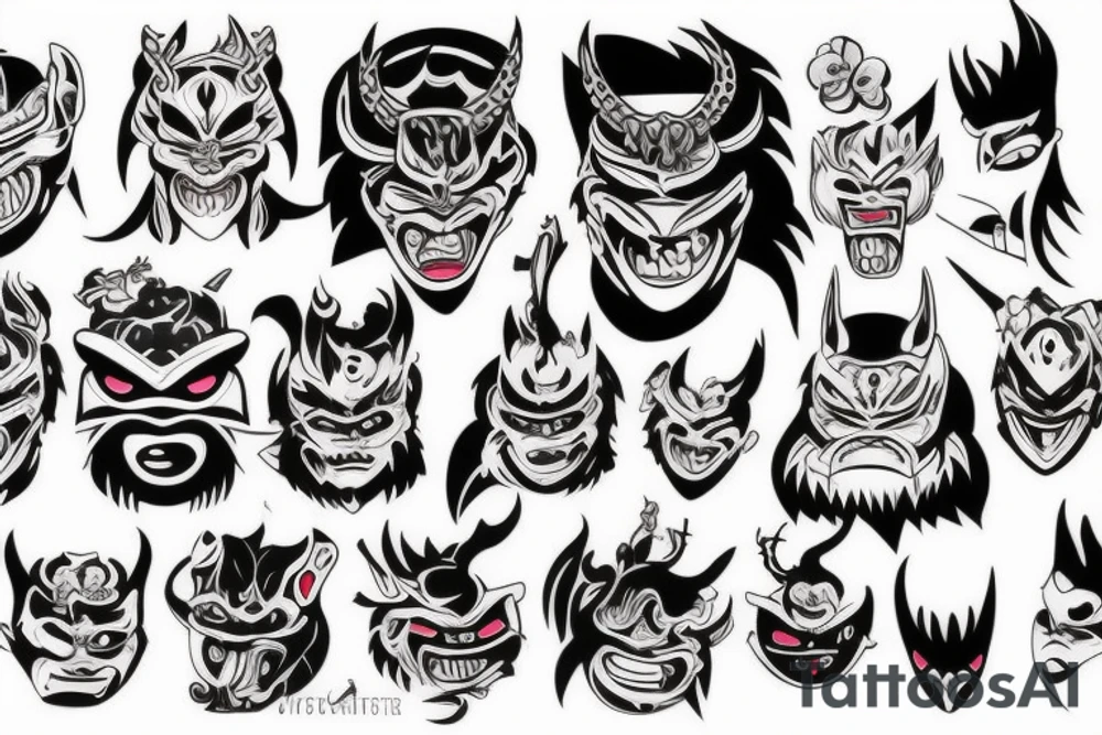 Oni mask tattoo idea