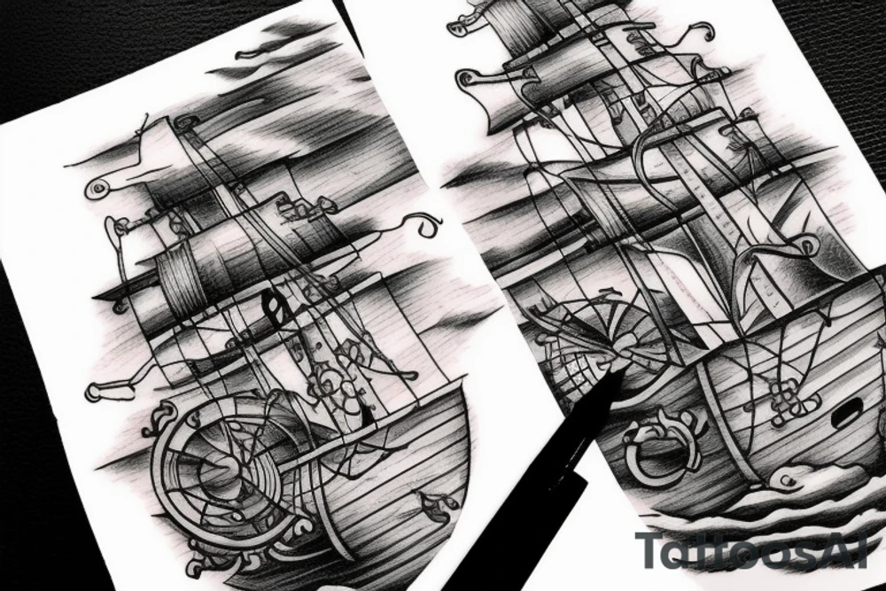 lighthouse storm pirate ship tattoo idea
