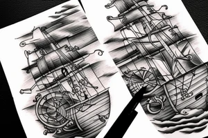 lighthouse storm pirate ship tattoo idea