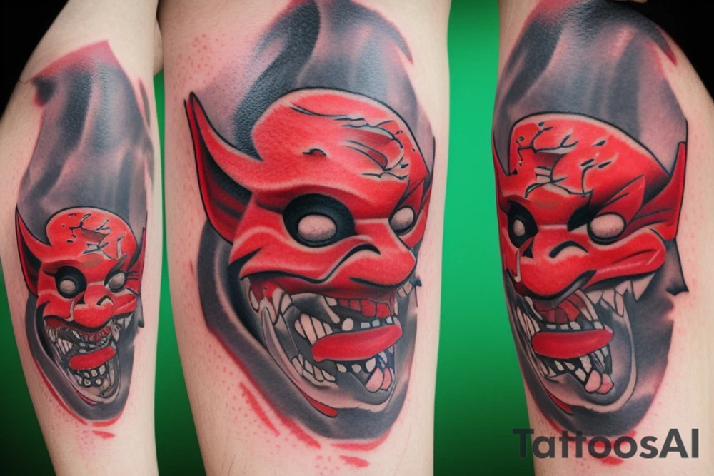 Red Oni mask tattoo idea