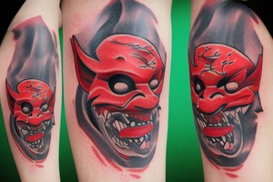 Red Oni mask tattoo idea