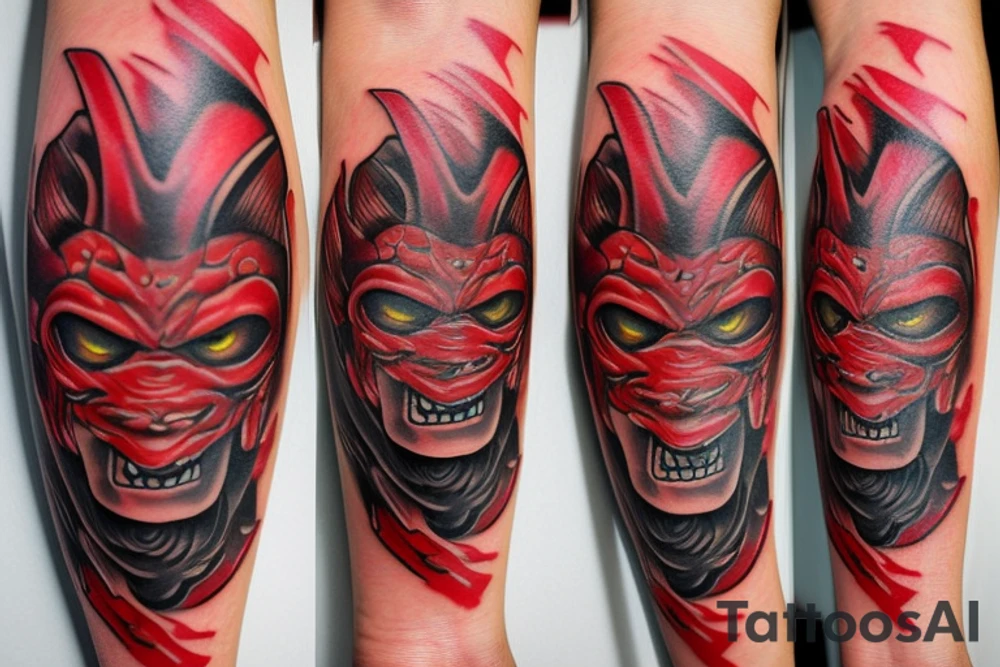Red Oni mask tattoo idea