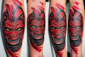 Red Oni mask tattoo idea