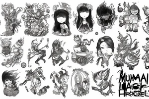 humanoid chasing humans tattoo idea