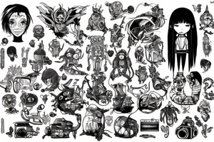 humanoid chasing humans tattoo idea