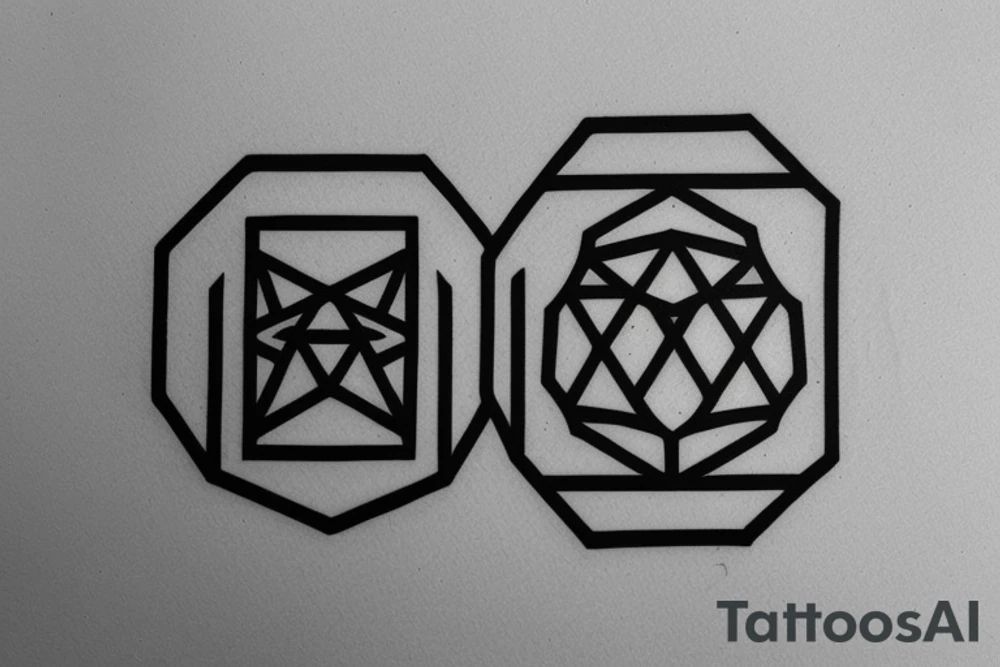 Minimalistic tattoo based on Don Diablo's hexagon logo, Martin Garrix's logo, friendship and travles tattoo idea