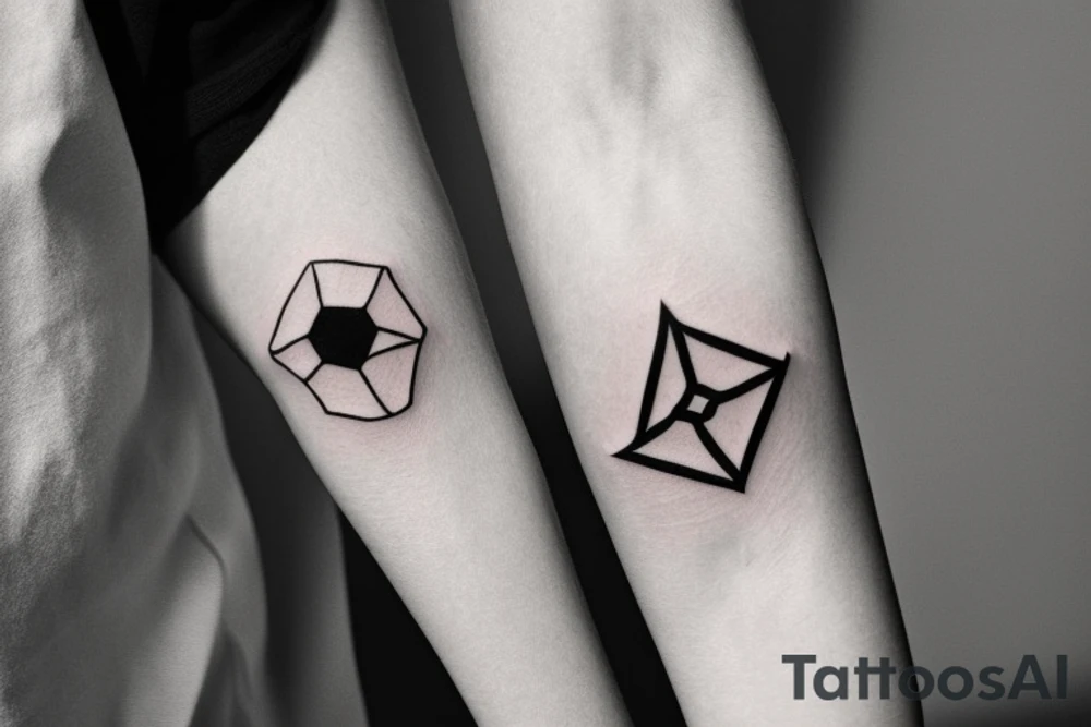 Minimalistic tattoo based on Don Diablo's hexagon logo, Martin Garrix's logo, friendship and travles tattoo idea