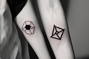 Minimalistic tattoo based on Don Diablo's hexagon logo, Martin Garrix's logo, friendship and travles tattoo idea