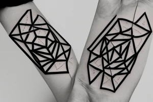 Minimalistic tattoo based on Don Diablo's hexagon logo, Martin Garrix's logo, friendship and travles tattoo idea