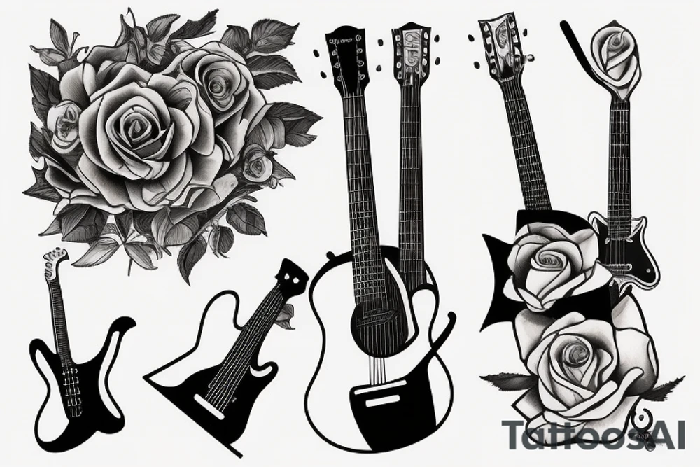 Guitar and rose tattoo idea