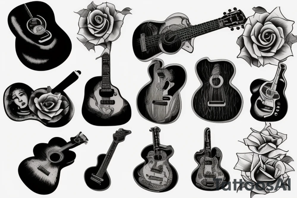 Guitar and rose tattoo idea
