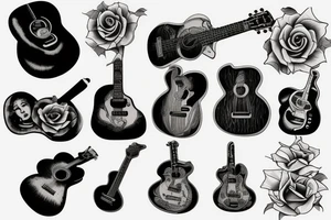 Guitar and rose tattoo idea