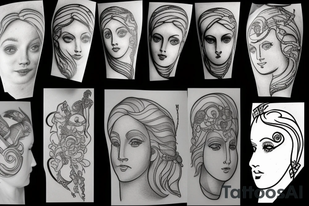 marble roman head tattoo idea