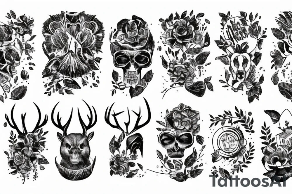 Linie, Hirsch, Berge, auferstehen, durchhalten, wald tattoo idea