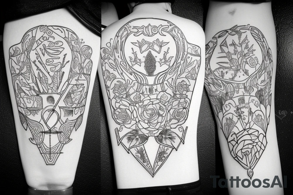 Linie, Hirsch, Berge, auferstehen, durchhalten, wald, wirbelsäule tattoo idea