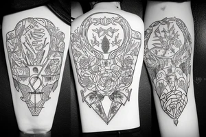 Linie, Hirsch, Berge, auferstehen, durchhalten, wald, wirbelsäule tattoo idea