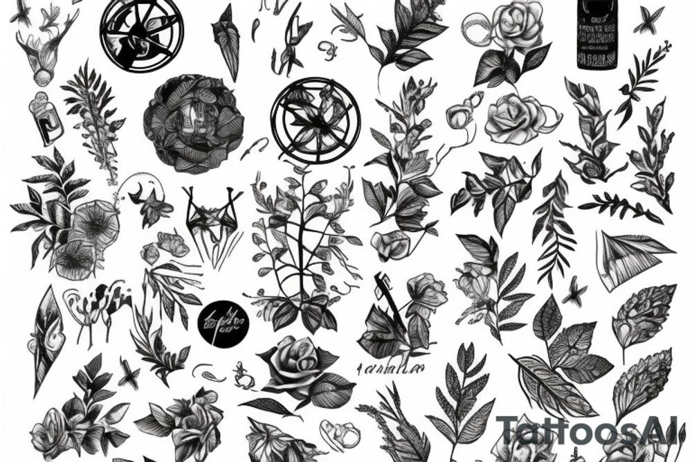 Linie, Hirsch, Berge, auferstehen, durchhalten, wald, wirbelsäule tattoo idea