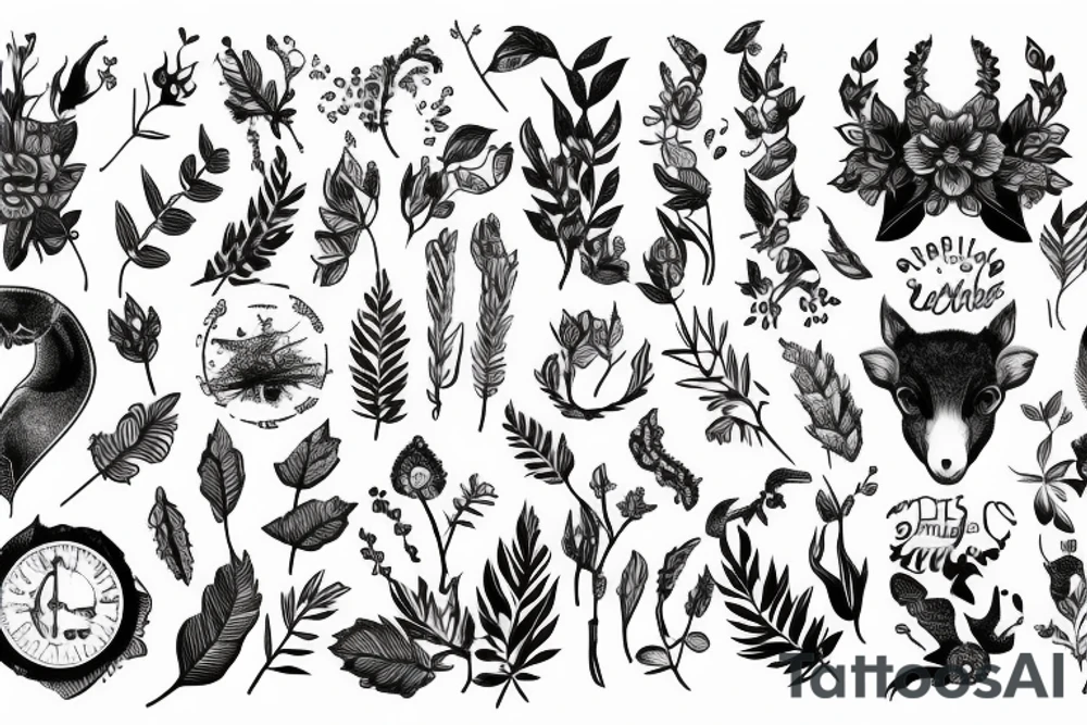 Linie, Hirsch, Berge, auferstehen, durchhalten, wald, wirbelsäule tattoo idea