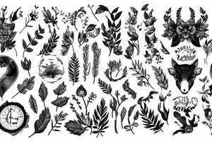 Linie, Hirsch, Berge, auferstehen, durchhalten, wald, wirbelsäule tattoo idea
