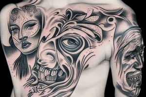 Hell and heaven tattoo idea