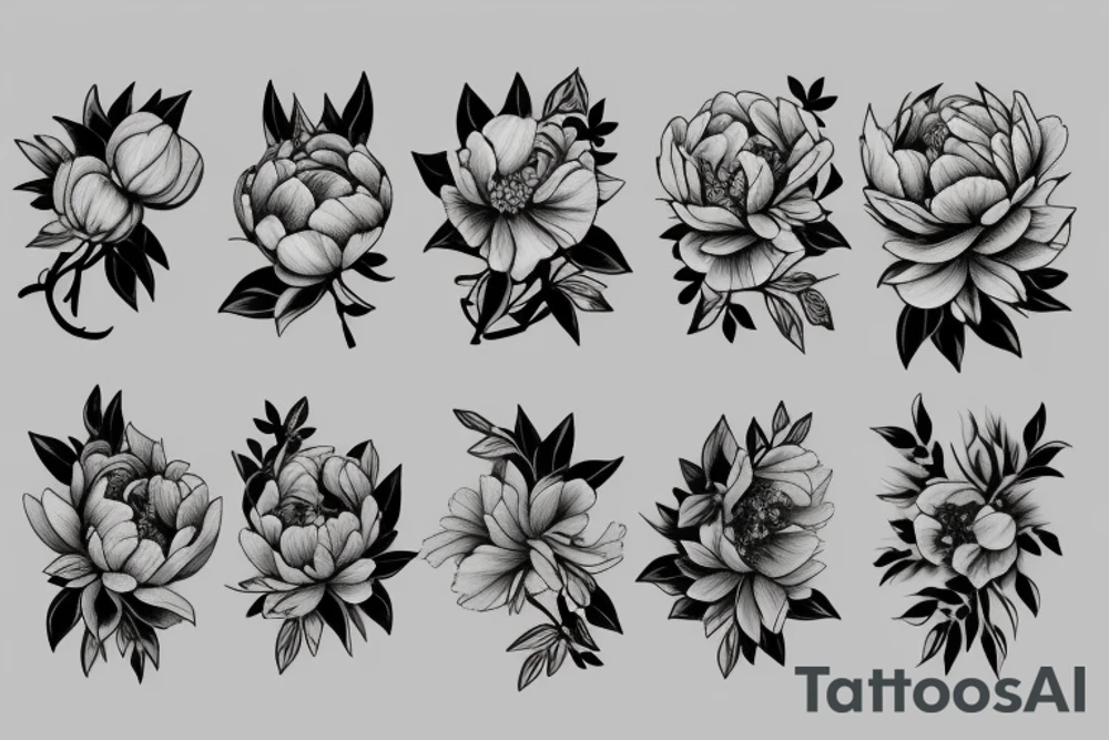 flower peonies tattoo idea
