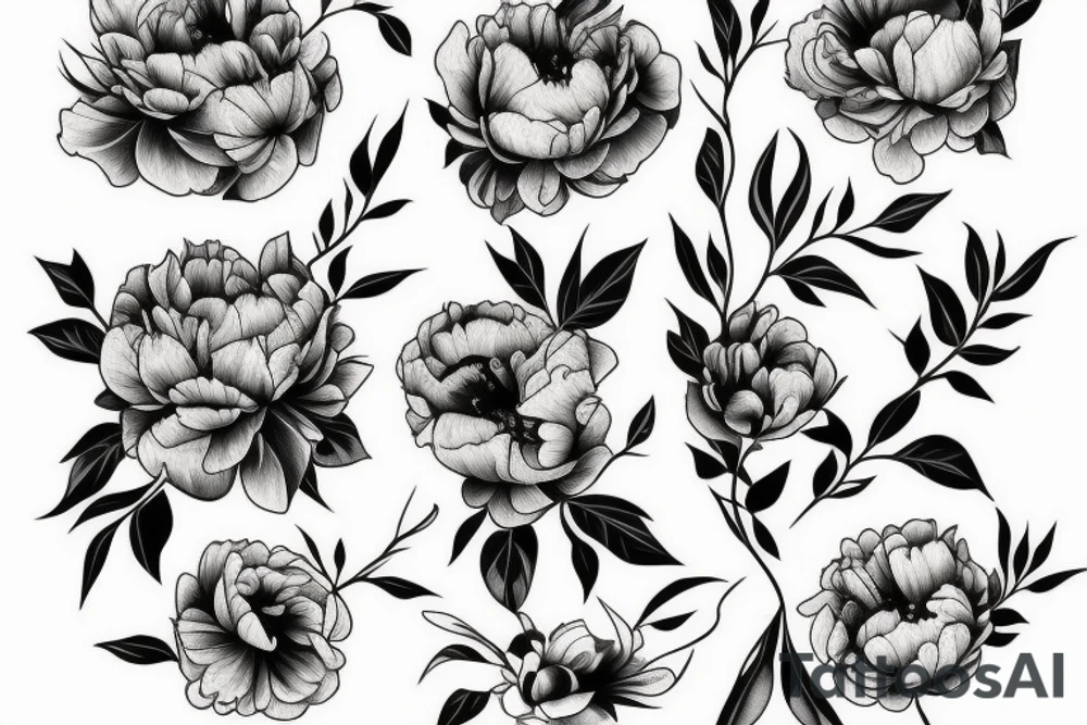 flower peonies tattoo idea