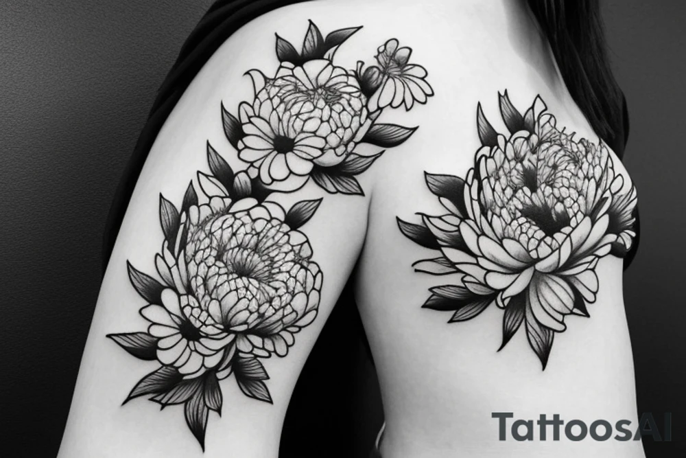 flower peony chrysanthemum tattoo idea