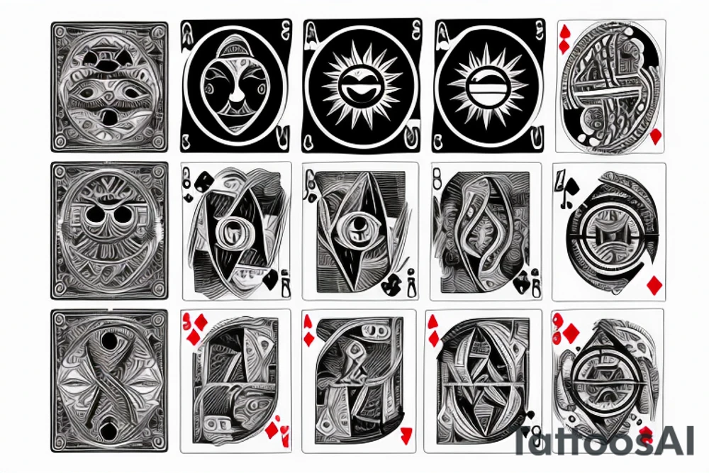 the sun and moon playing cards tattoo idea