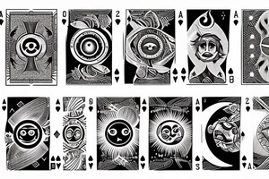the sun and moon as people playing cards tattoo idea