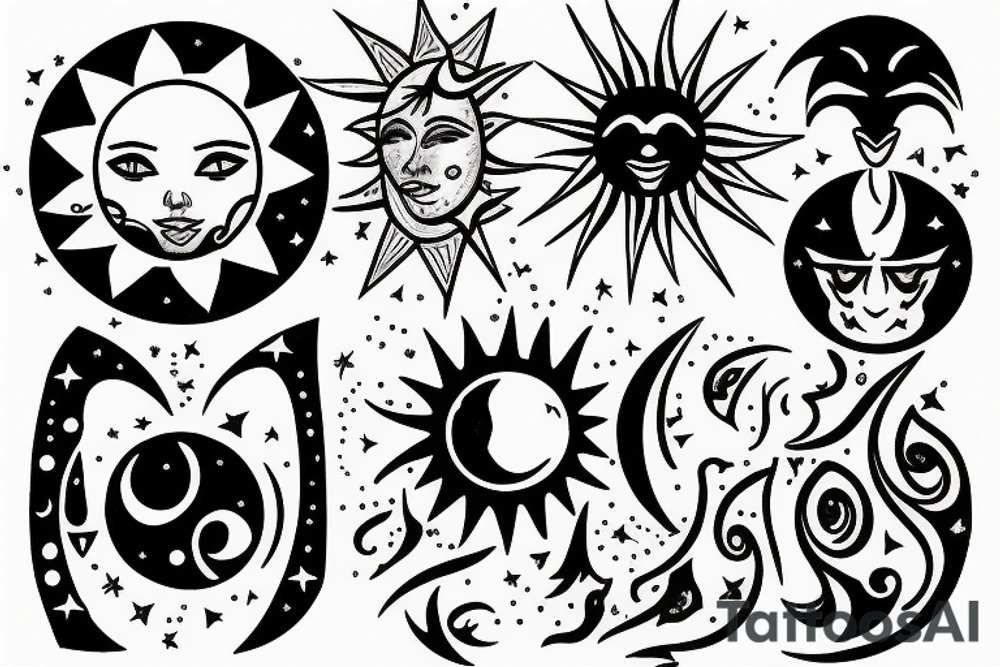 the sun and moon as people tattoo idea