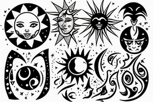 the sun and moon as people tattoo idea