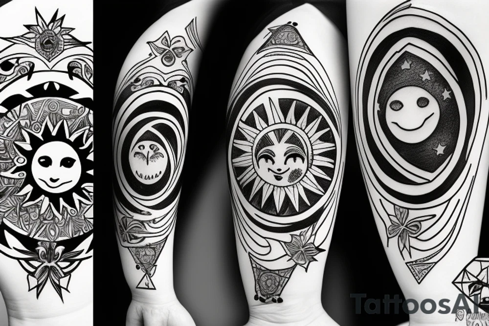 the sun and moon as people tattoo idea