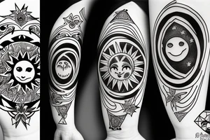 the sun and moon as people tattoo idea
