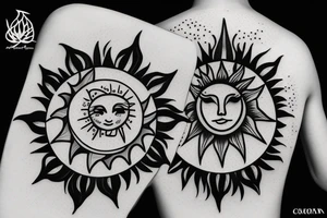 the sun and moon as people tattoo idea
