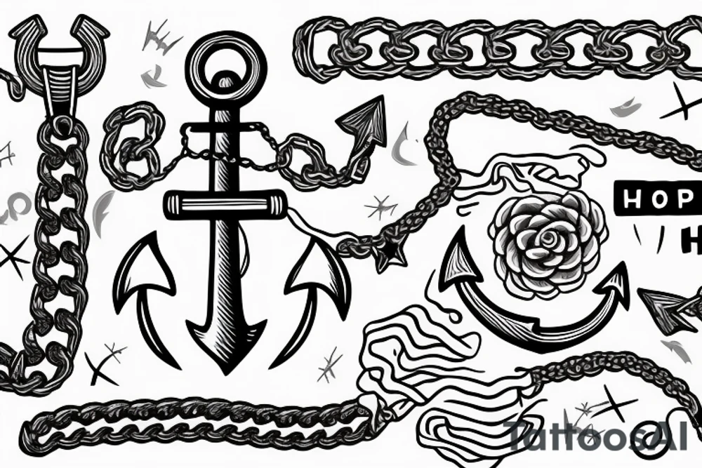 An anchor with a chain that has the text: this hope we have as and anchor of the soul tattoo idea