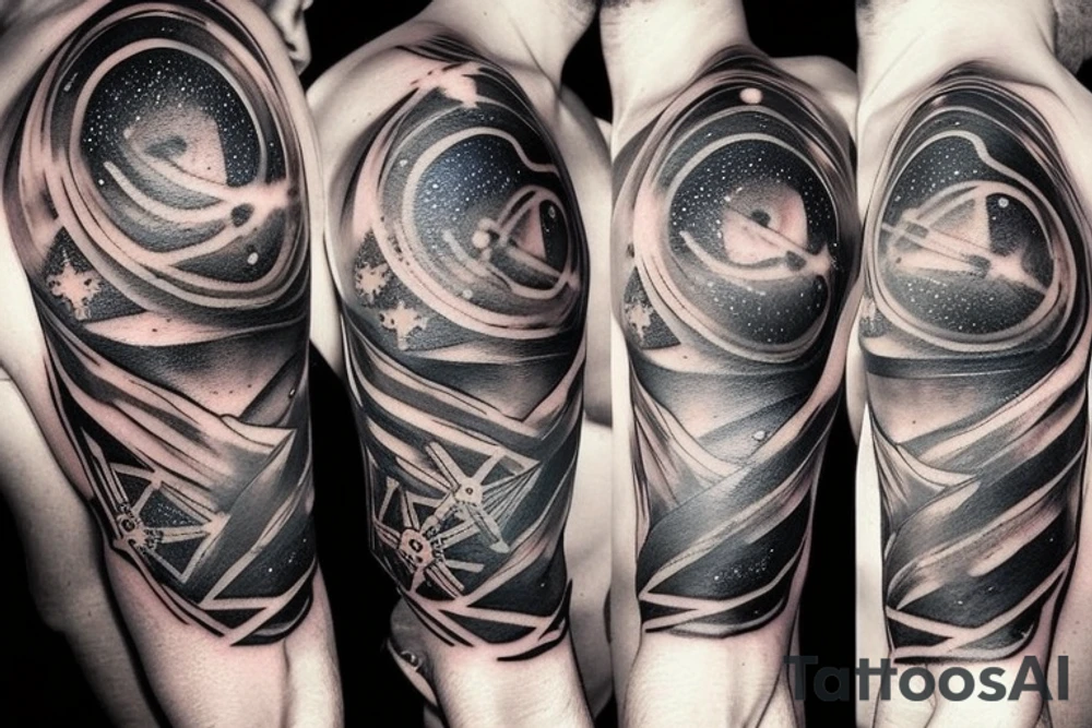 create a tattoo with the concept of navigation and compass it can contain objects from space like galaxies and stars it should fit in the chest tattoo idea