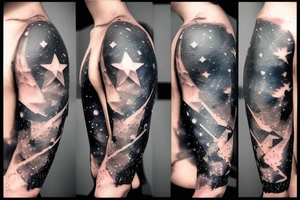 create a tattoo with the concept of navigation and compass it can contain objects from space like galaxies and stars it should fit in the chest tattoo idea
