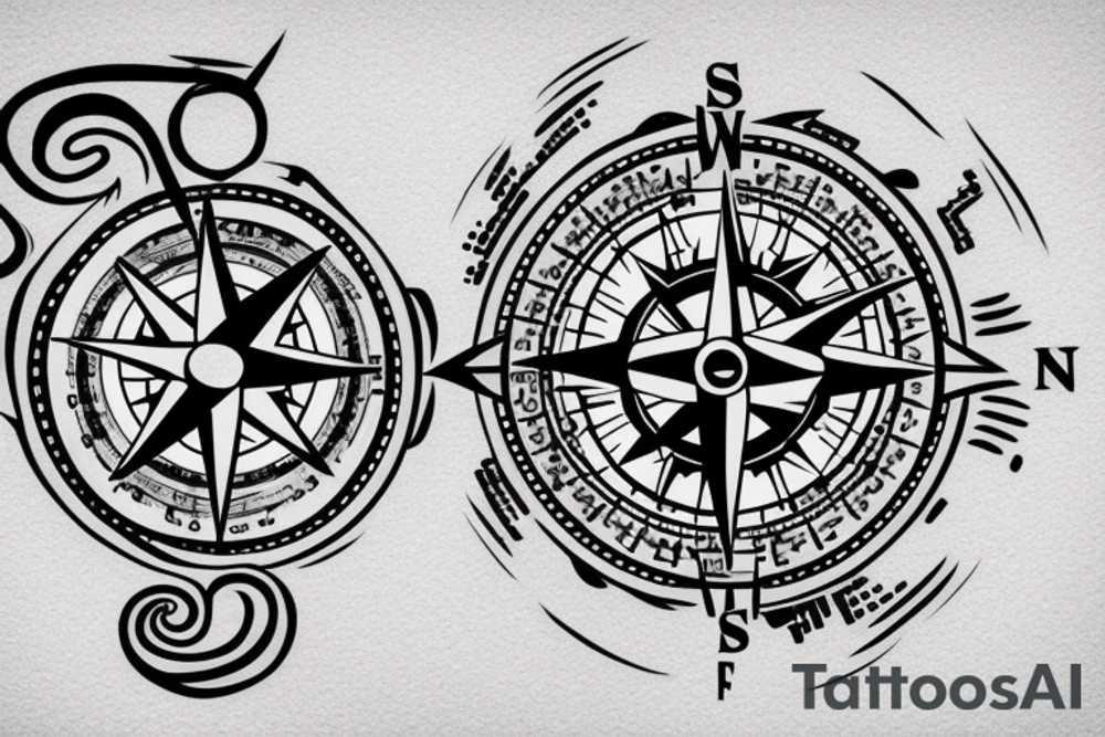 create a compass and snake themed tattoo it should fit in the left chest and it should be small you can use elements from space and sky tattoo idea
