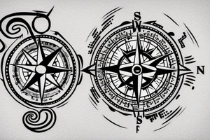 create a compass and snake themed tattoo it should fit in the left chest and it should be small you can use elements from space and sky tattoo idea